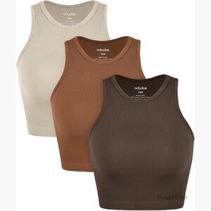 Seamless Crop Tank Top 3-Pack High Neck Slim Fit Lightweight